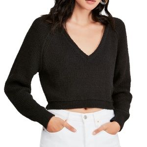 Free People V Neck Cropped Sweater - Size S